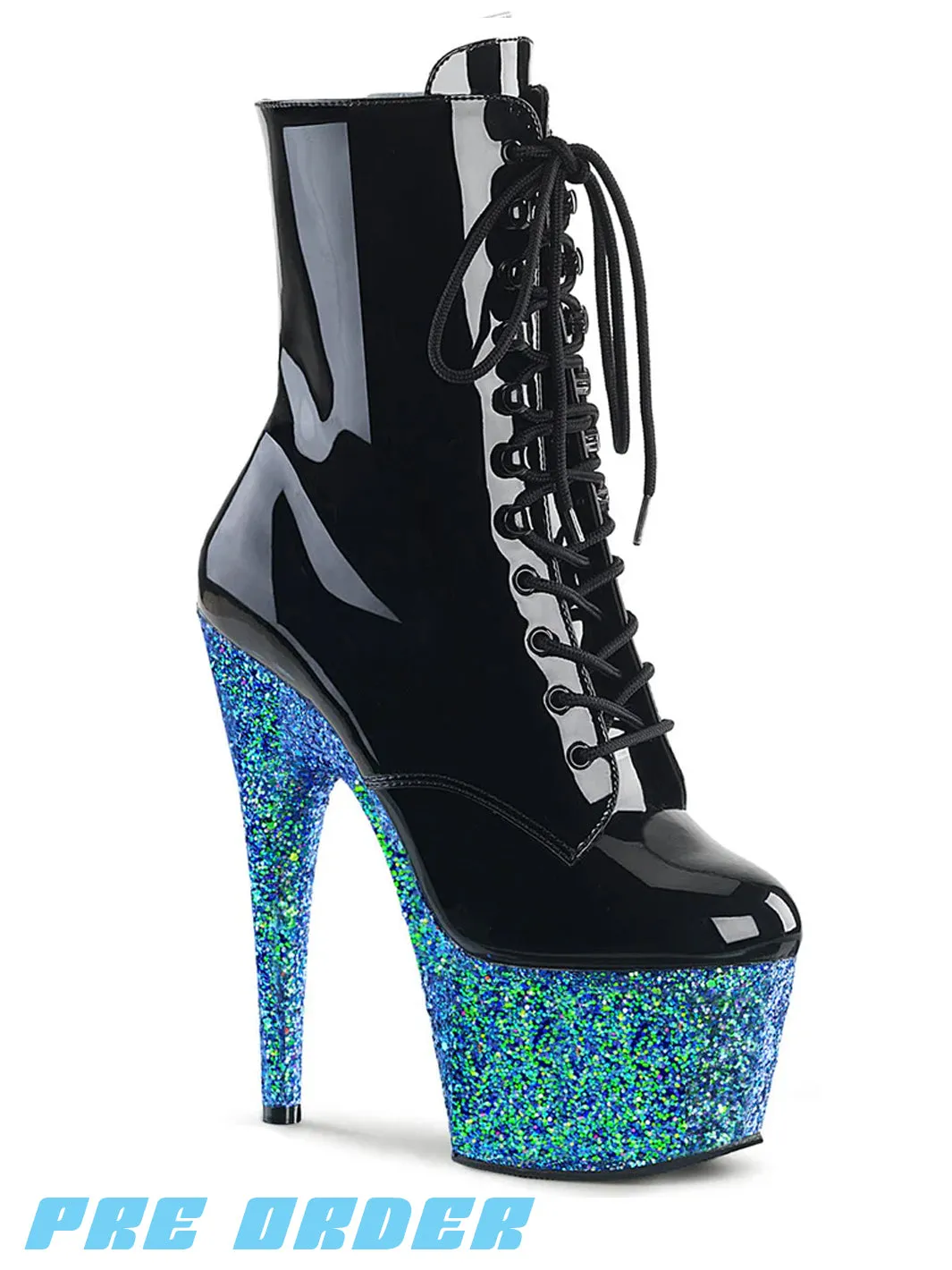 ADORE-1020LG - BLACK PATENT / BLUE GLITTER ✰ PRE ORDER ✰