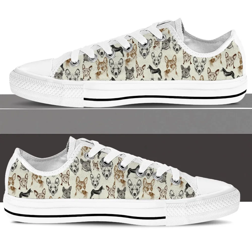 Basenji Low Top Shoes - Low Top Sneaker, Dog Printed Shoes, Canvas Shoes For Men, Women