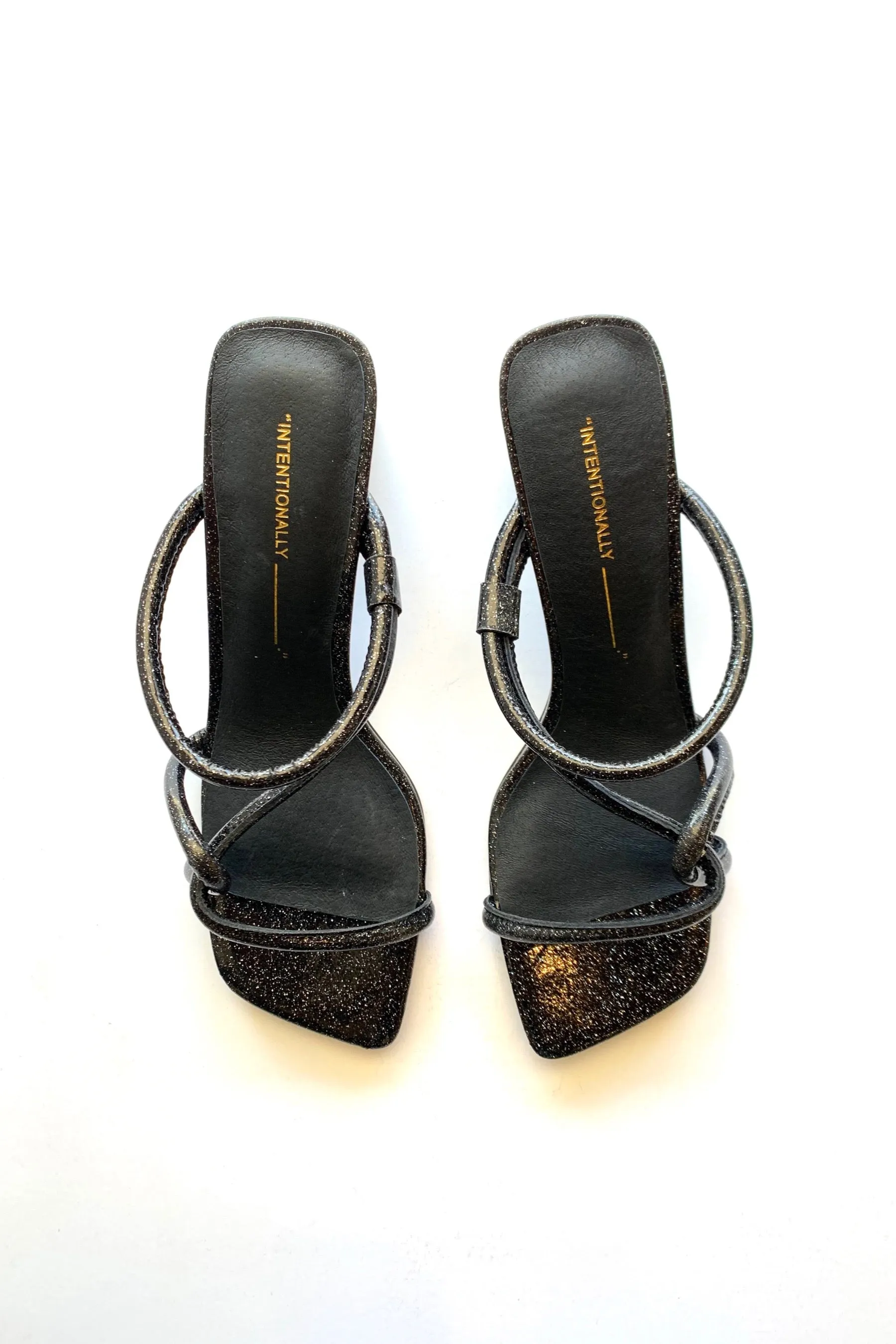 Black Glitter Willow Heels