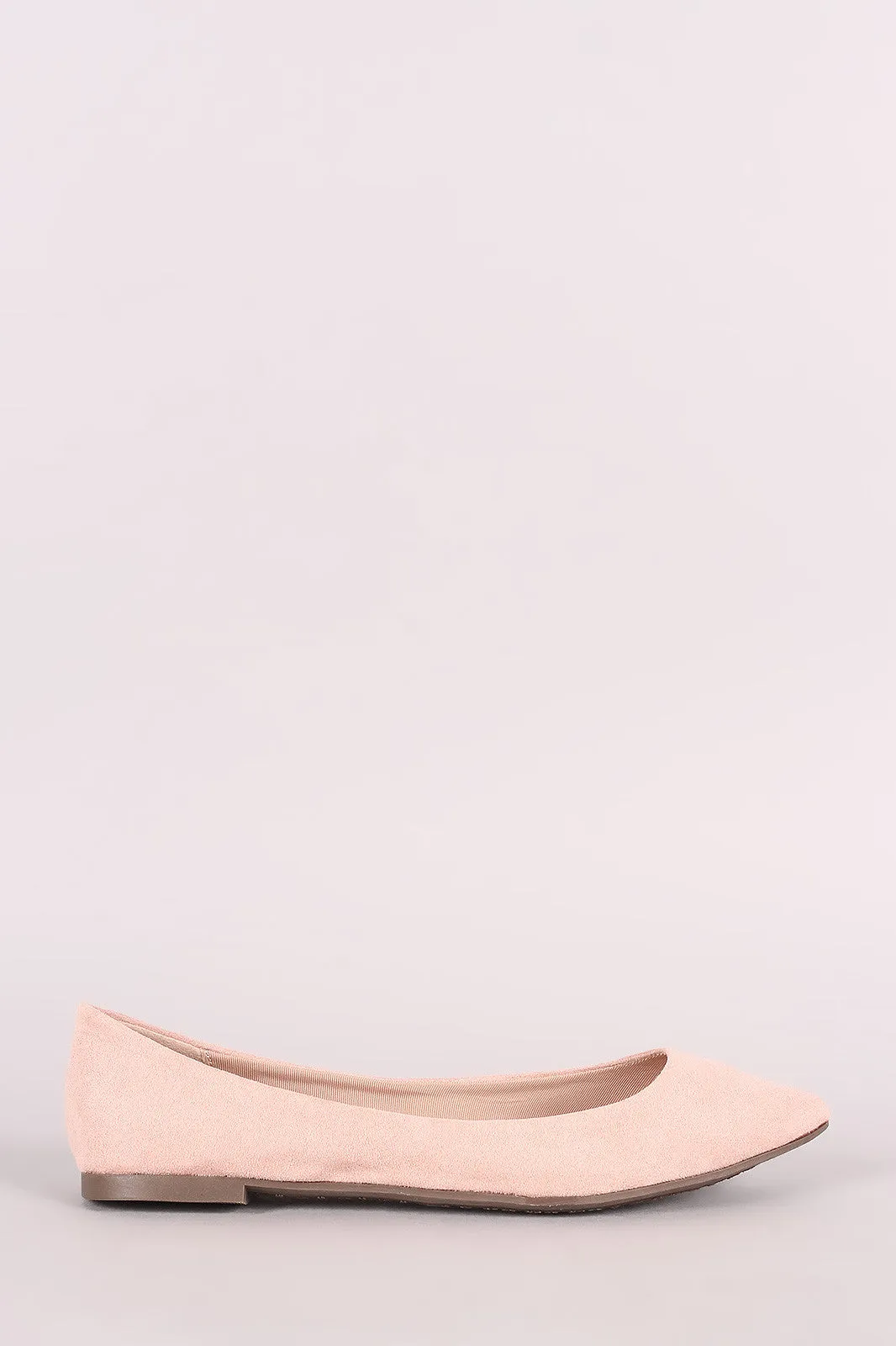 Breckelle Simple Vegan Suede Pointy Toe Flats