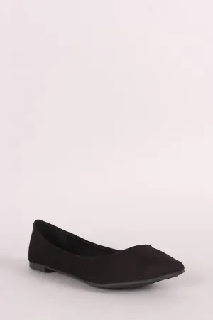 Breckelle Simple Vegan Suede Pointy Toe Flats