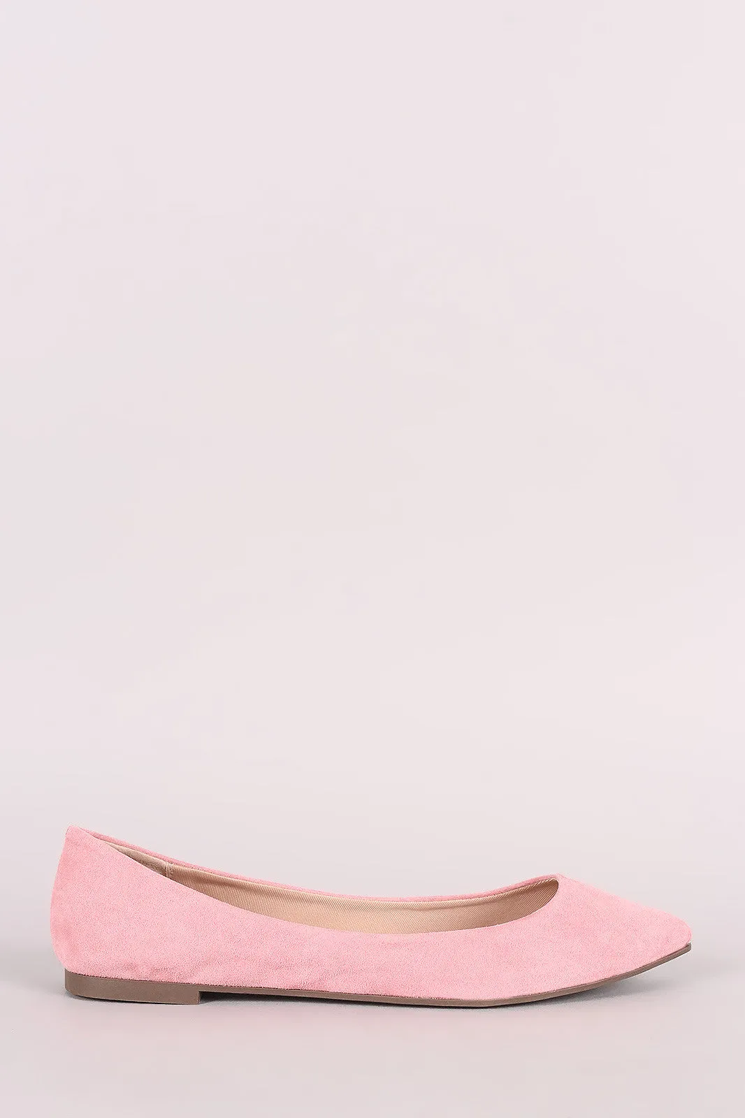 Breckelle Simple Vegan Suede Pointy Toe Flats