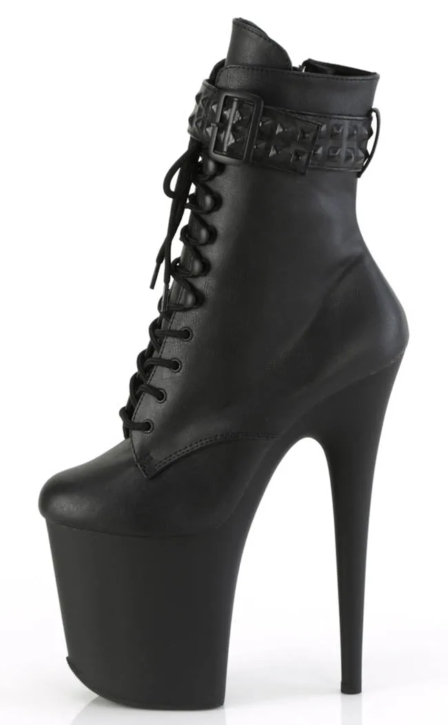 FLAMINGO-1020STR Black Vegan Leather Ankle Boots