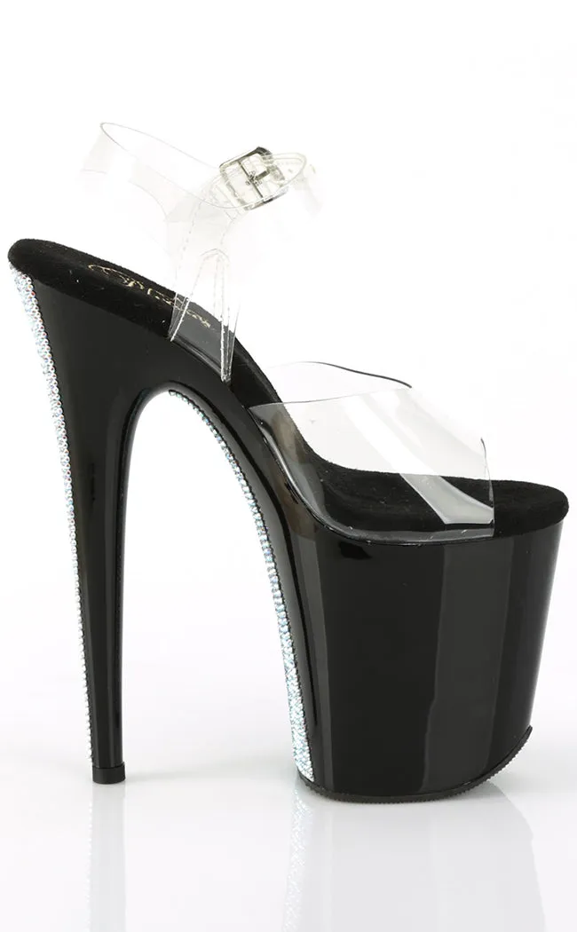 FLAMINGO-808CRS-2 Clear & Silver Rhinestone Platform Heels