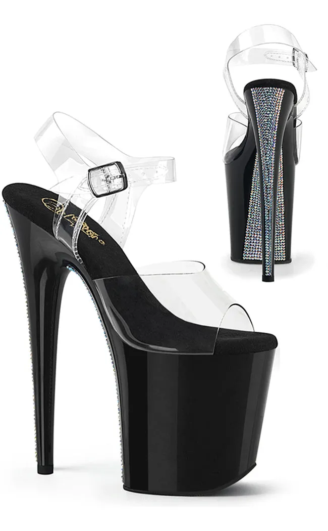 FLAMINGO-808CRS-2 Clear & Silver Rhinestone Platform Heels