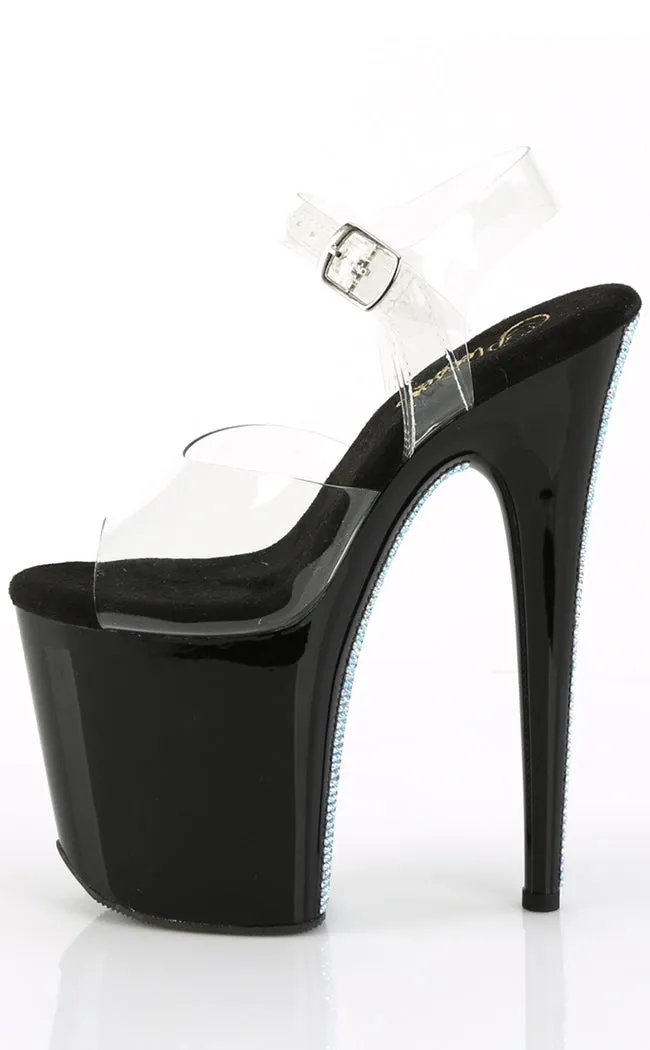 FLAMINGO-808CRS-2 Clear & Silver Rhinestone Platform Heels