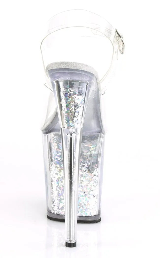 FLAMINGO-808GF Silver Glitter Platform Heels