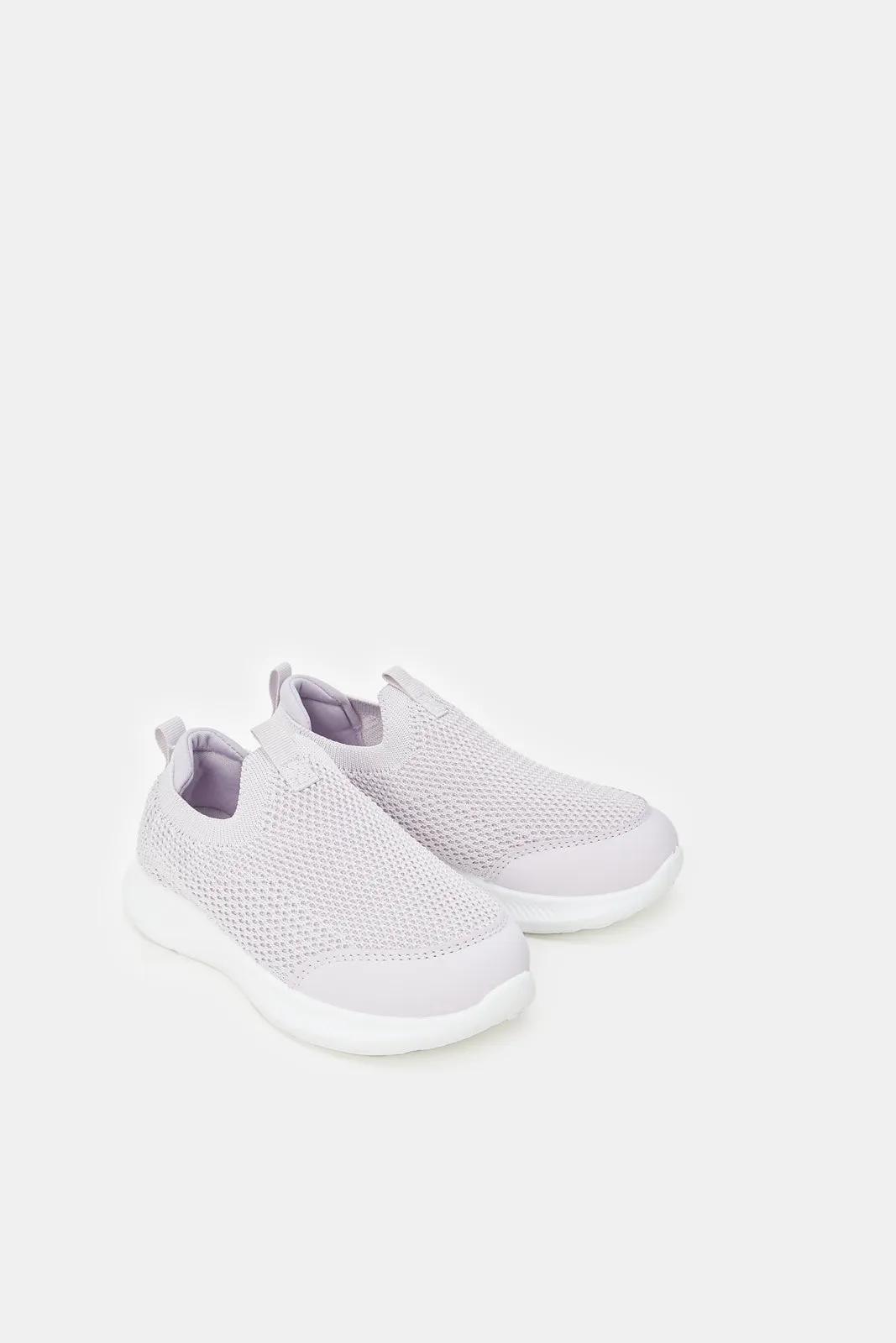 Girls Lilac Textured Slip-On Sneakers