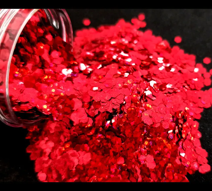 Holo Red Hexagon Chunks Glitters - 20gms