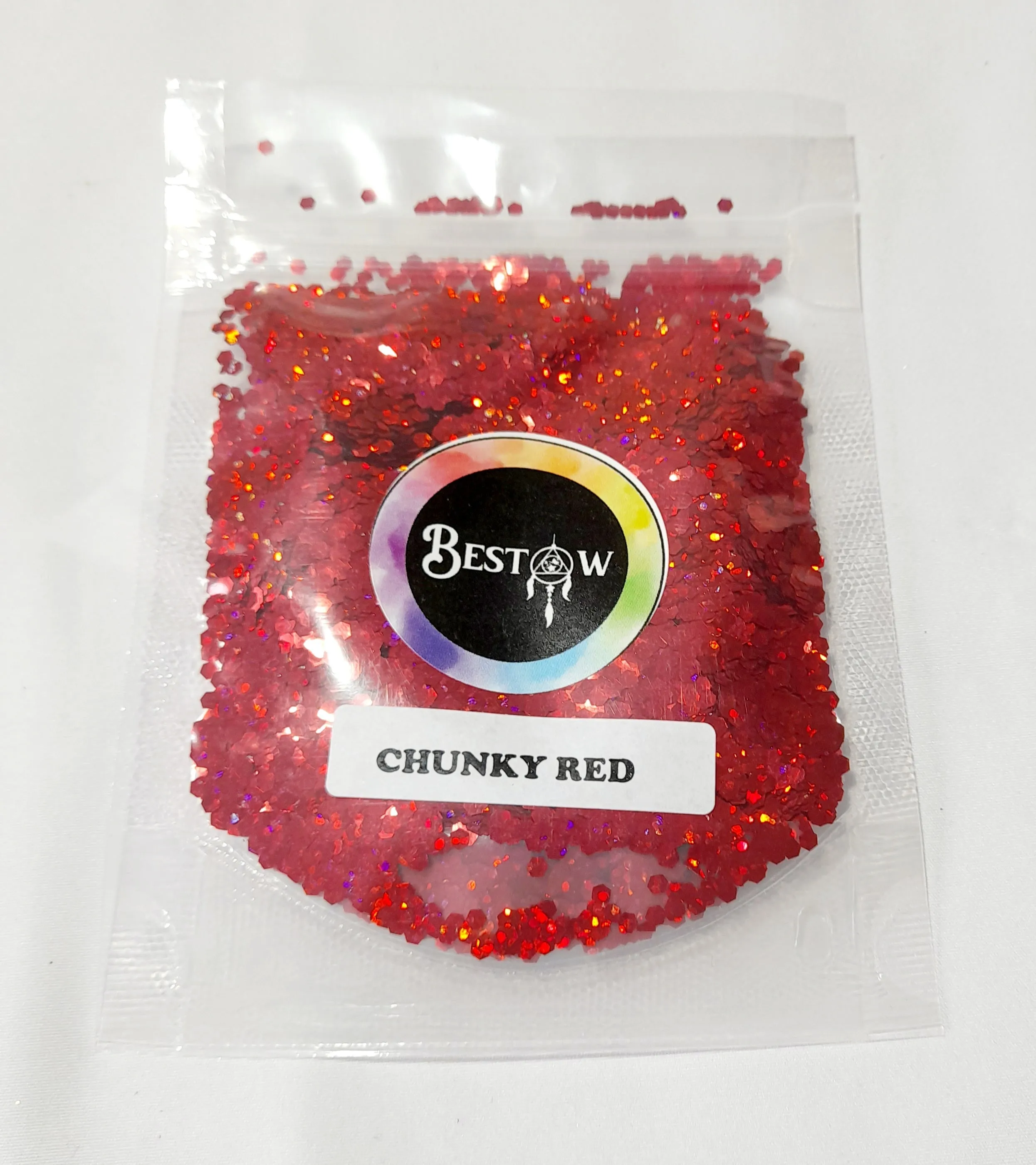 Holo Red Hexagon Chunks Glitters - 20gms