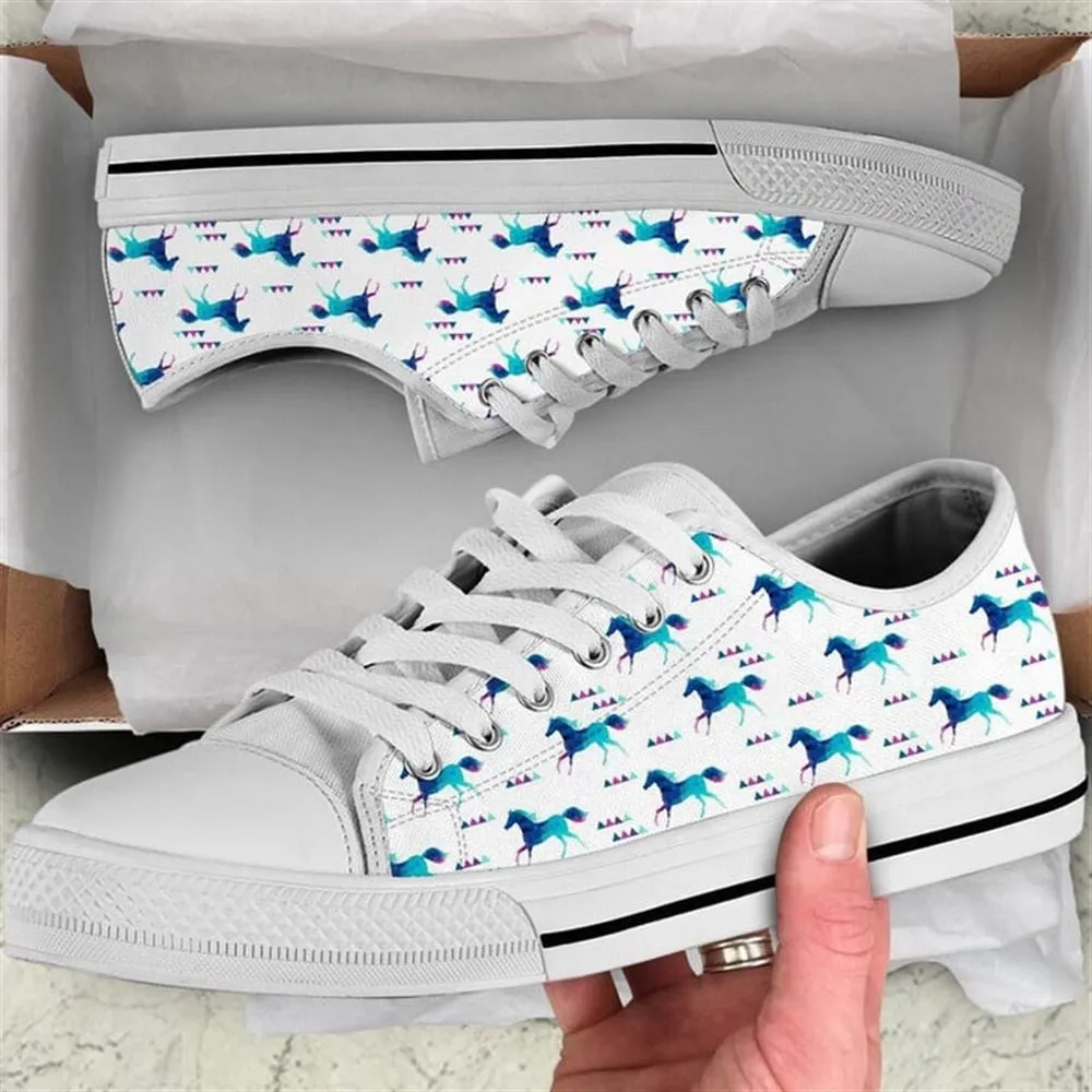 Horse Seamless Pattern Triangle Canvas Low Top Shoes, Animal Print Canvas Shoes, Print On Canvas Shoes