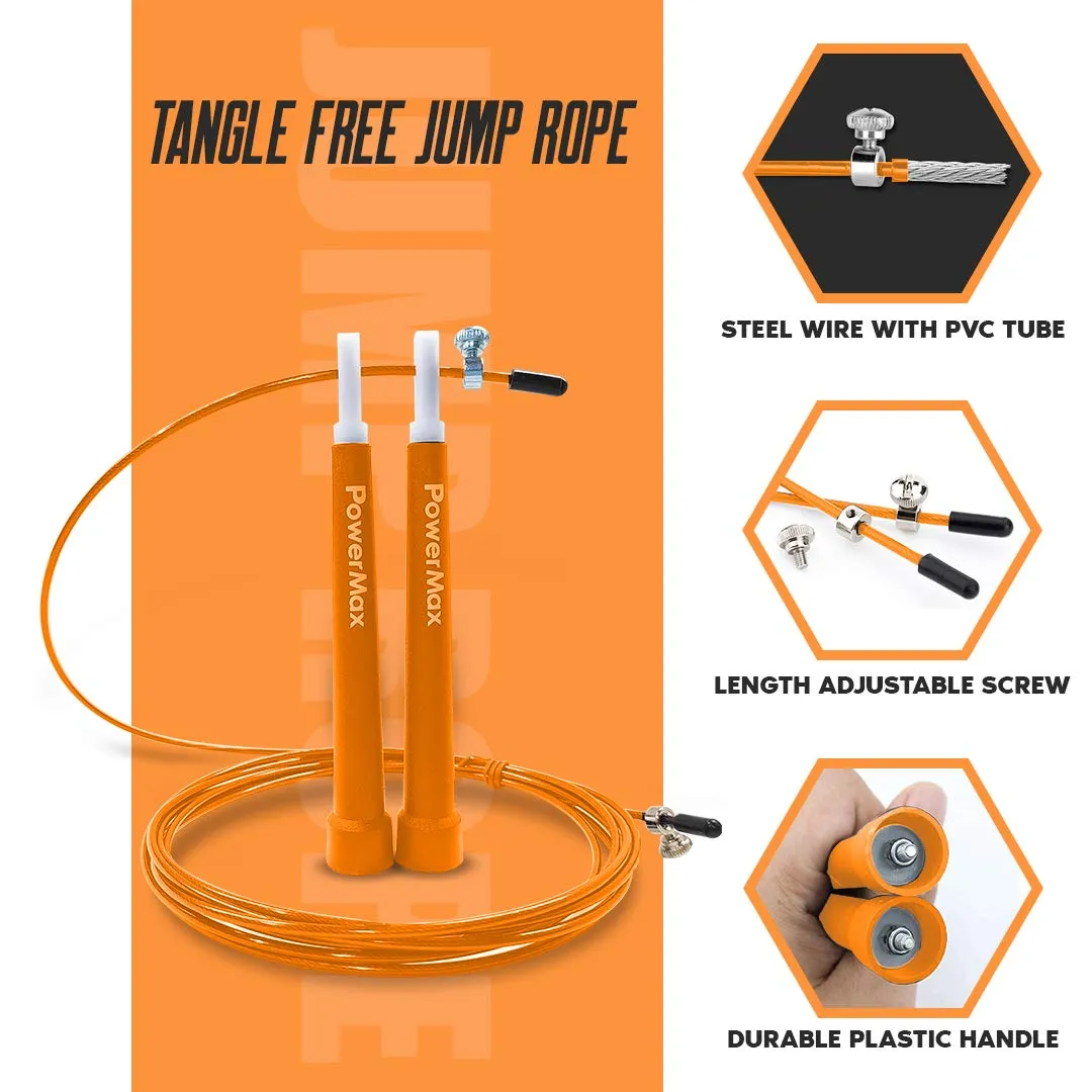 JP-2 Skipping Rope for Unisex Adults | Tangle free Jumping Rope with Adjustable Rope length for Training | Exercise | Weight Loss | Crossfit | Boxing and HIIT Workouts (Colour - Orange)