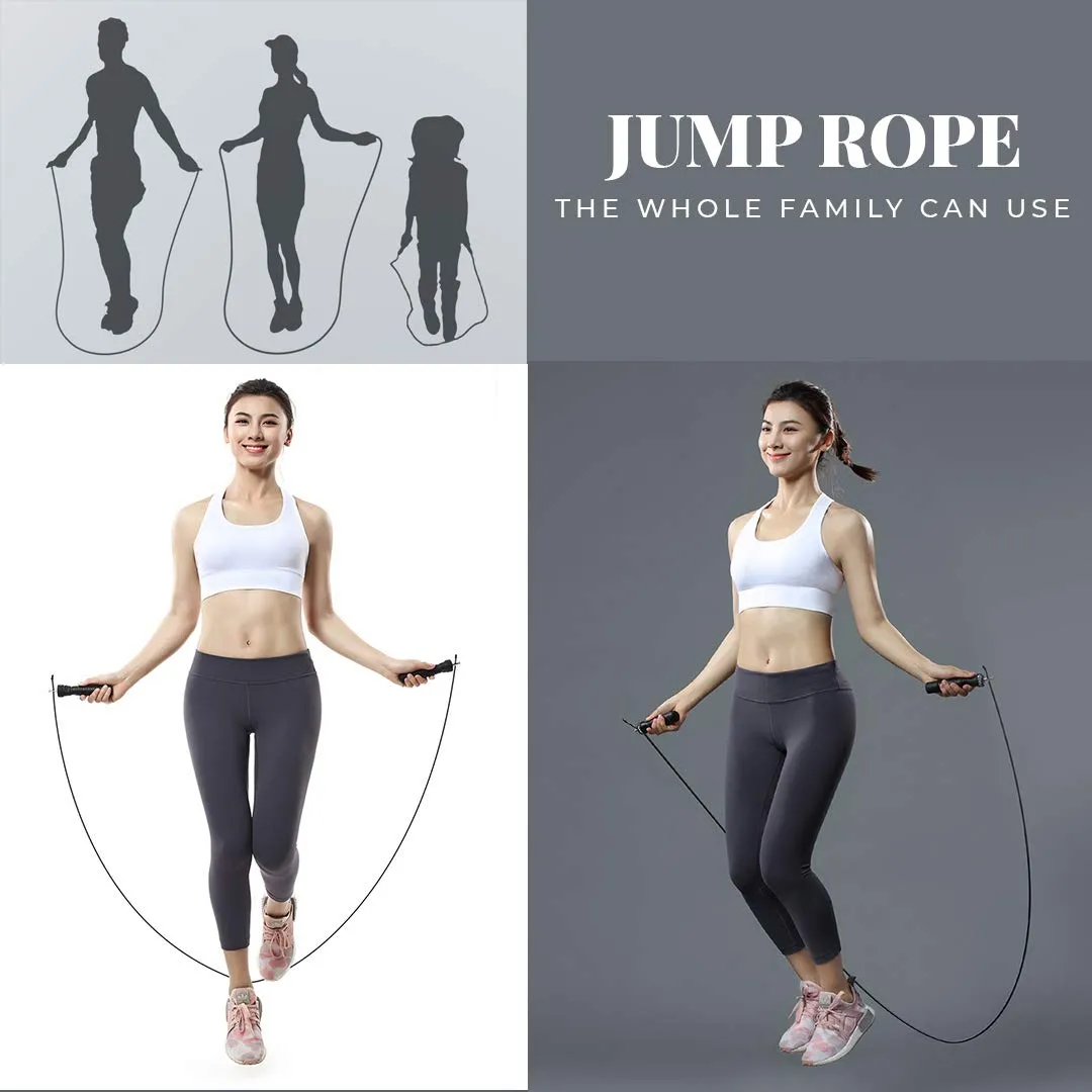 JS-3 Skipping Rope for Unisex Adults | Tangle free Jumping Rope with Adjustable Rope length for Training | Exercise | Weight Loss | Crossfit | Boxing and HIIT Workouts (Colour - Black)