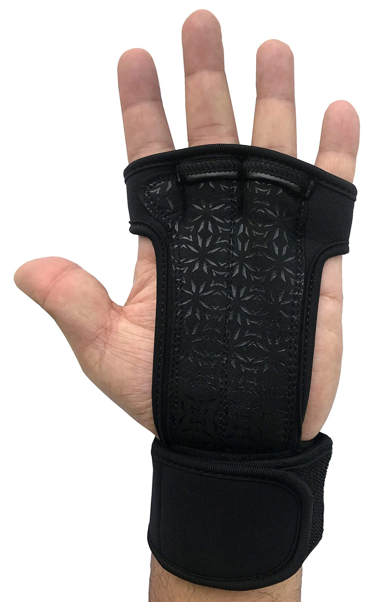 Kobo WTG-18 Professional Best Gymnastic Hand Grips/Cross Fitness Gloves for Pull Ups/Gym Gloves for Fitness/Functional Training Hand Protector (Black, Large)