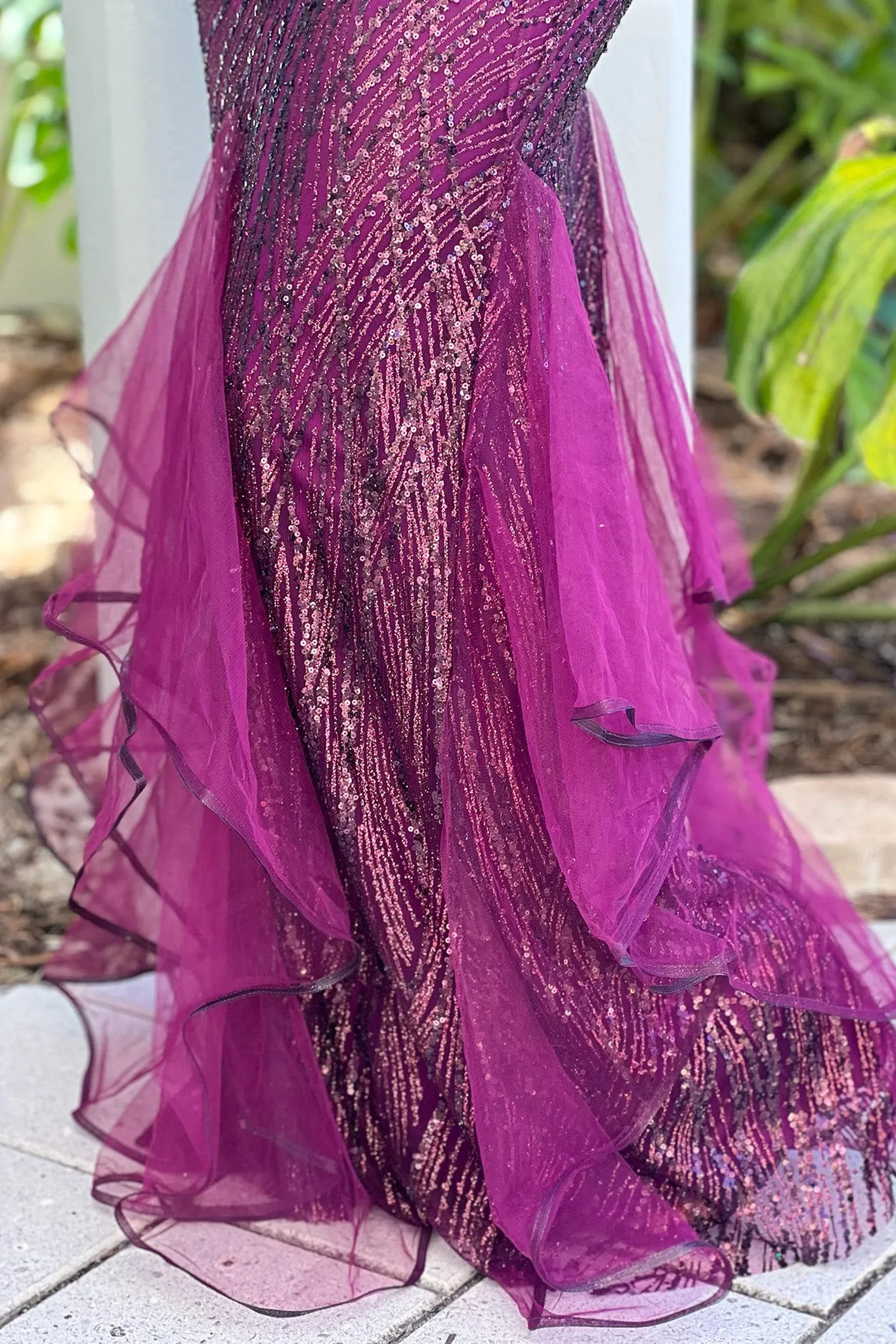 Maroon Glitter Maxi Dress