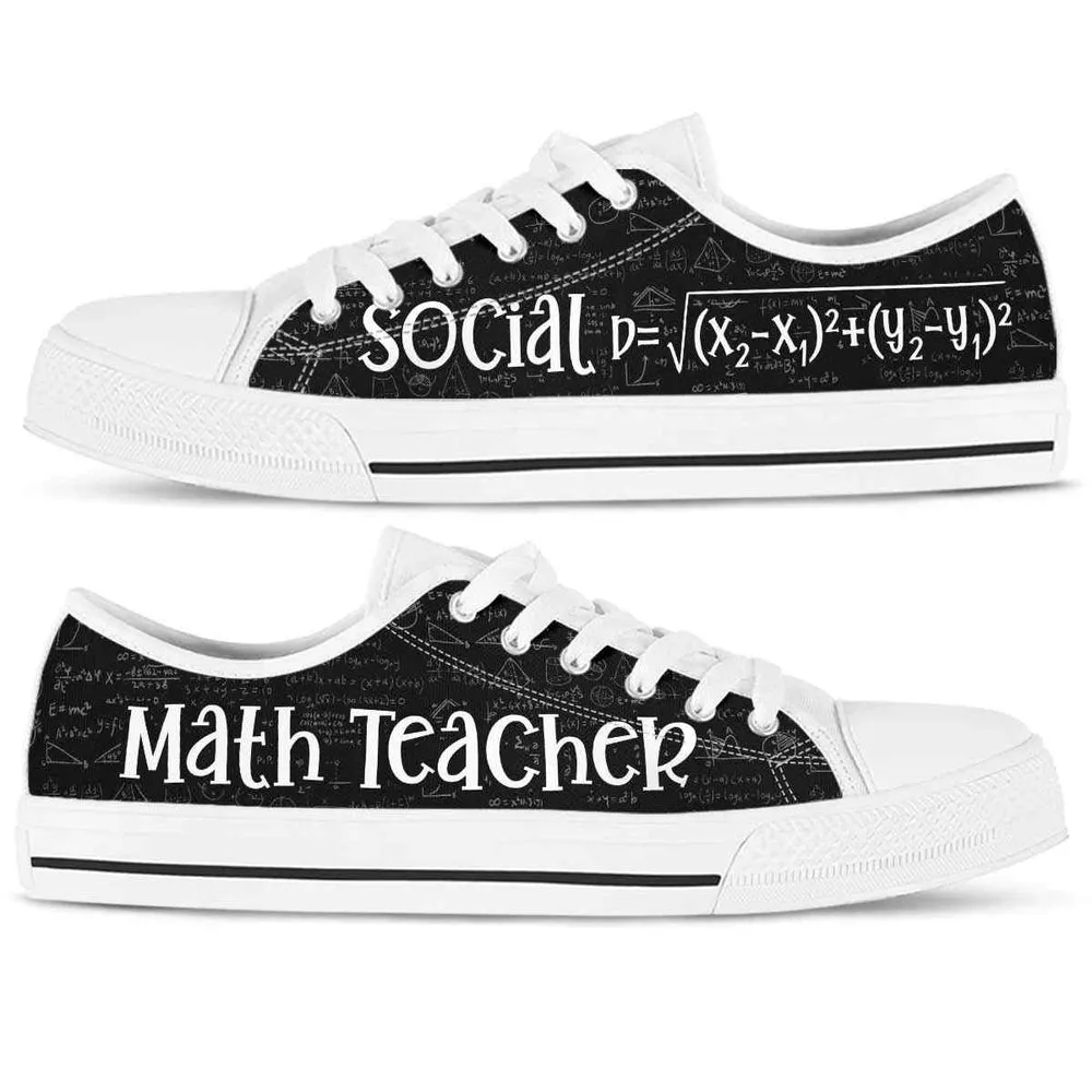 Math Teacher Social Distance Formula Low Top Shoes, Teacher Shoes, Low Top Sneakers