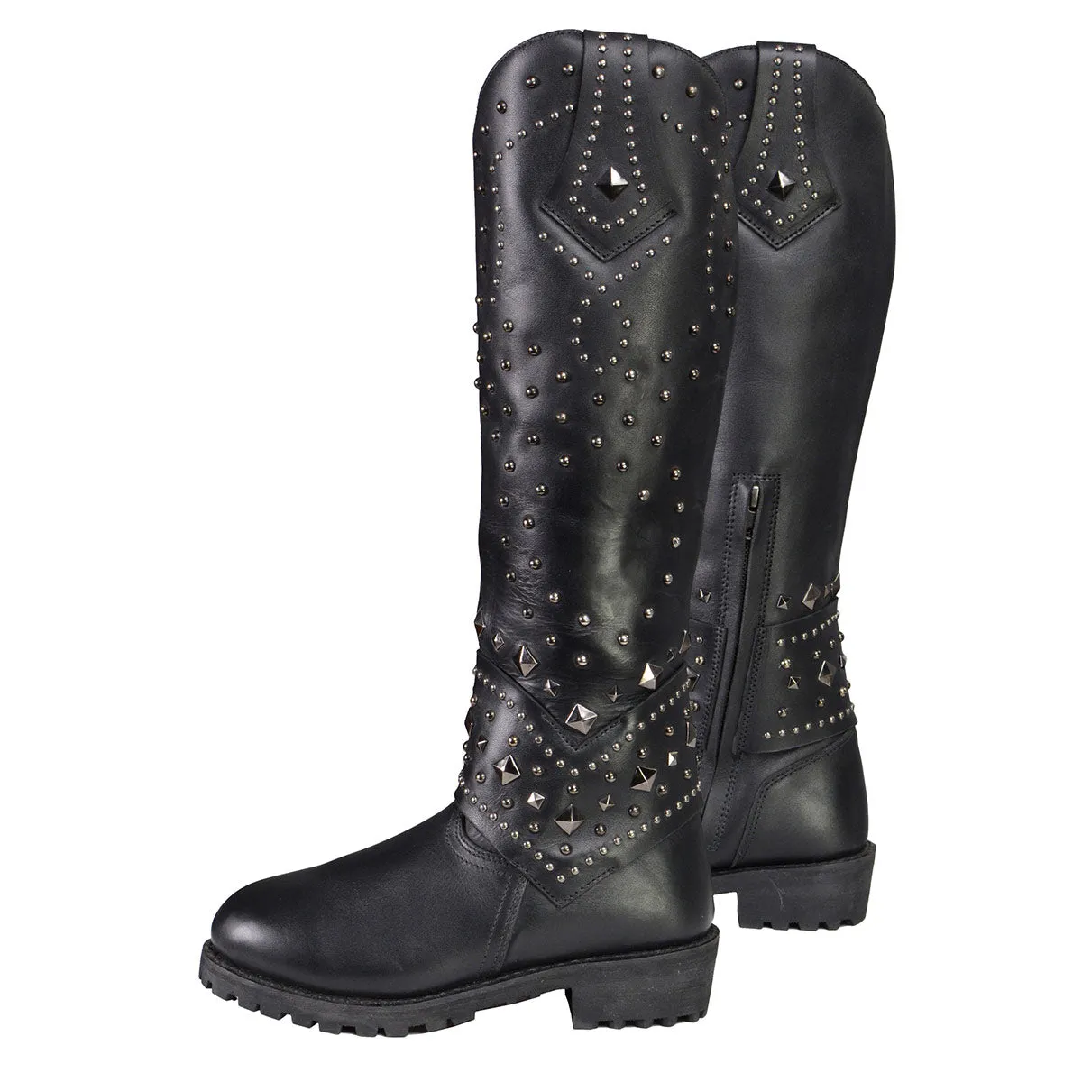 Milwaukee Leather MBL9371 Women's Black 18-Inch Leather Studded and