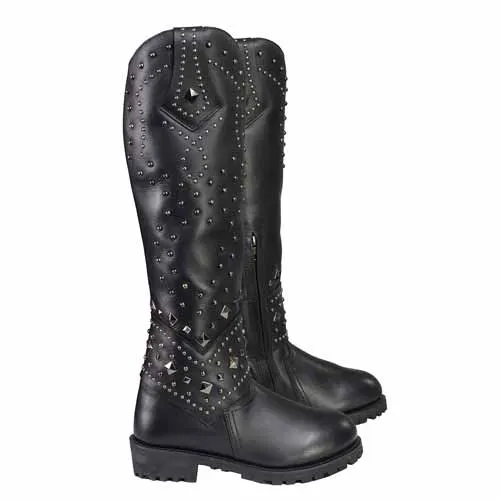 Milwaukee Leather MBL9371 Women's Black 18-Inch Leather Studded and