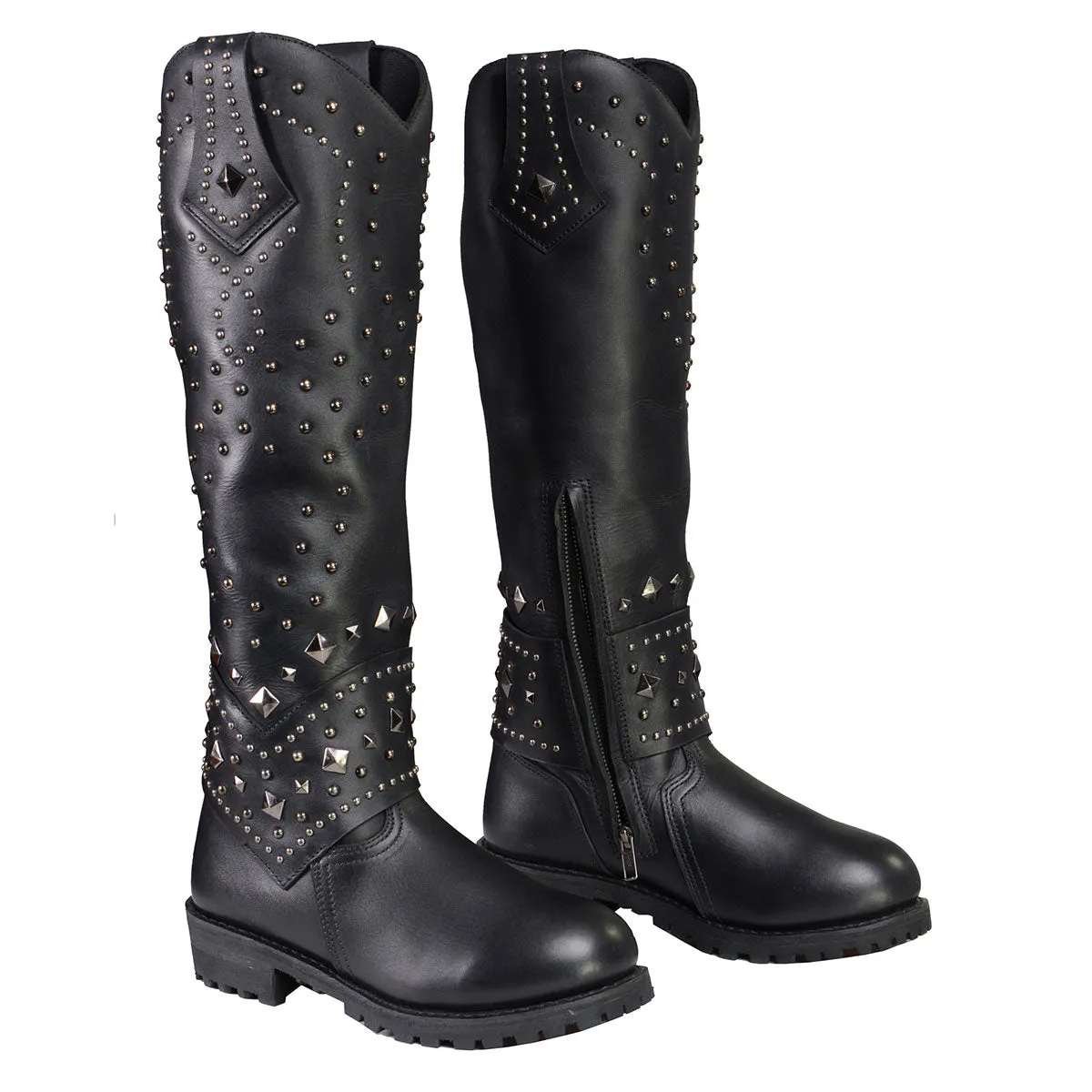 Milwaukee Leather MBL9371 Women's Black 18-Inch Leather Studded and