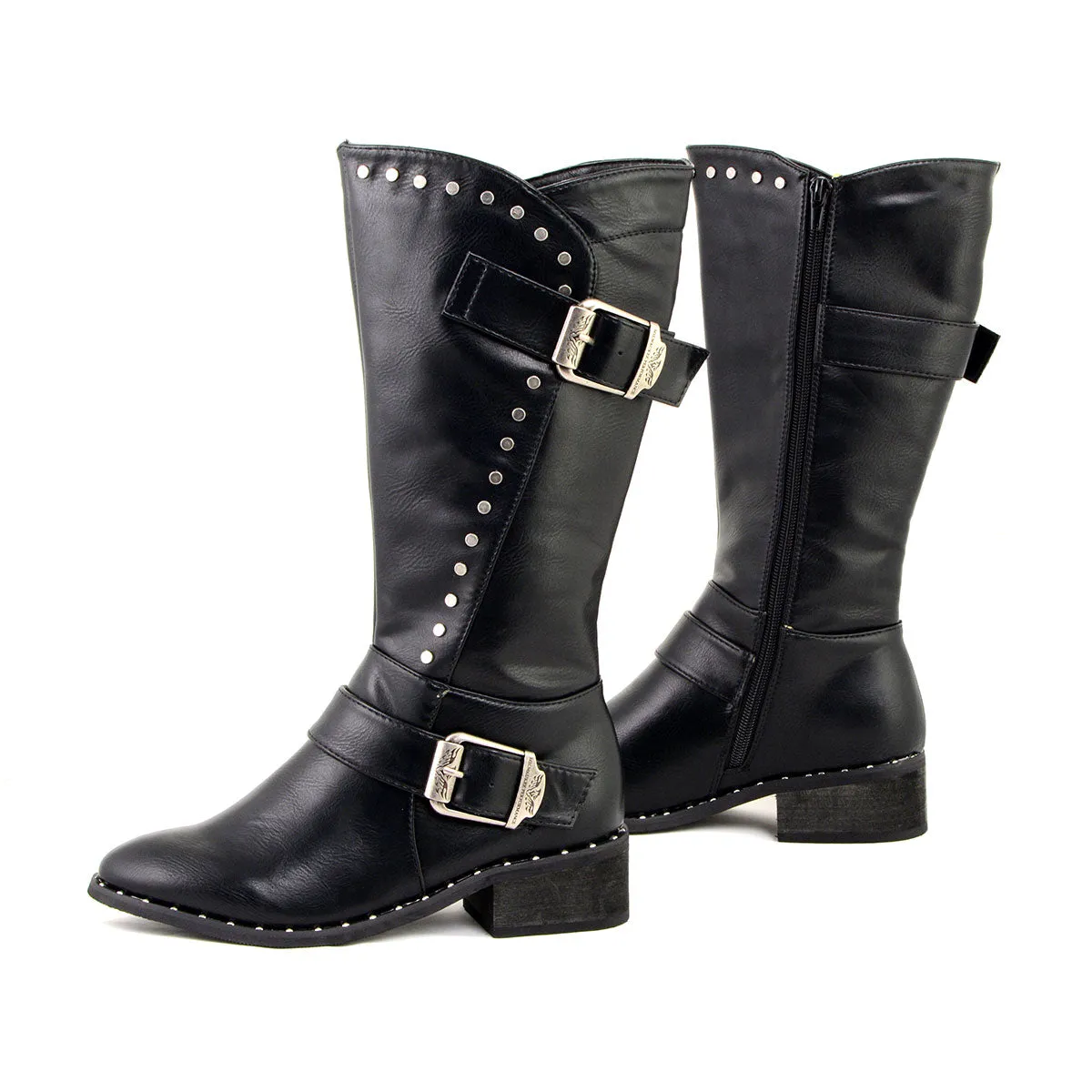 Milwaukee Leather MBL9423 Women's Black Studded Fashion Casual Boots with Studded Outsole