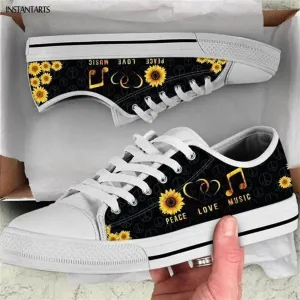 Peace Love Music Low Top Shoes, Canvas Shoes Design, Low Top Sneaker