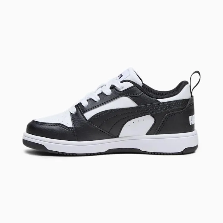 PUMA KID'S REBOUND V6 WHITE/BLACK SNEAKER SHOES