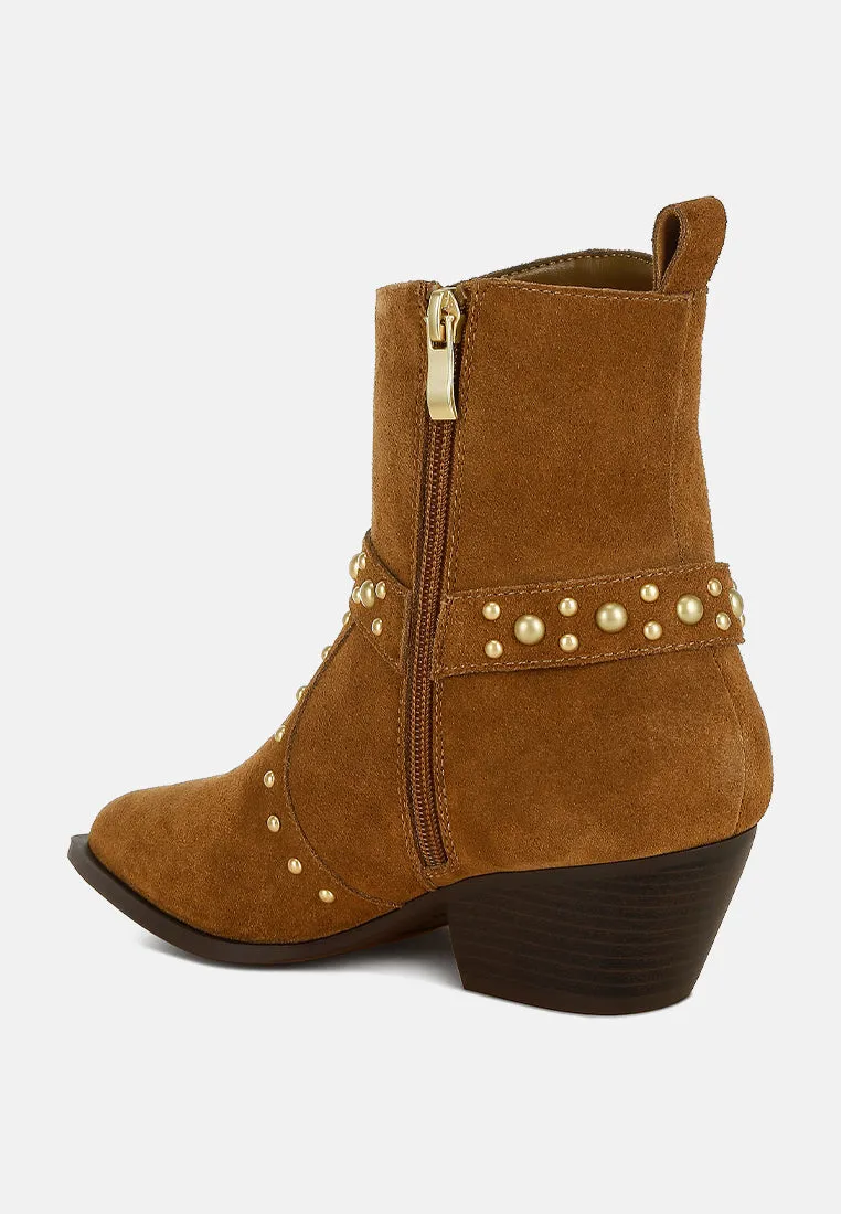 Rodeo Studded Suede Ankle Boots