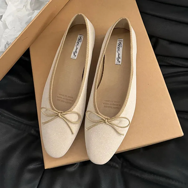 TAVIMART  -  Spring New Brand Women Flat Shoes Fashion Round Toe Shallow Slip On Ballerinas Shoes Soft Flat Heel Pink Dress Ballet Shoe