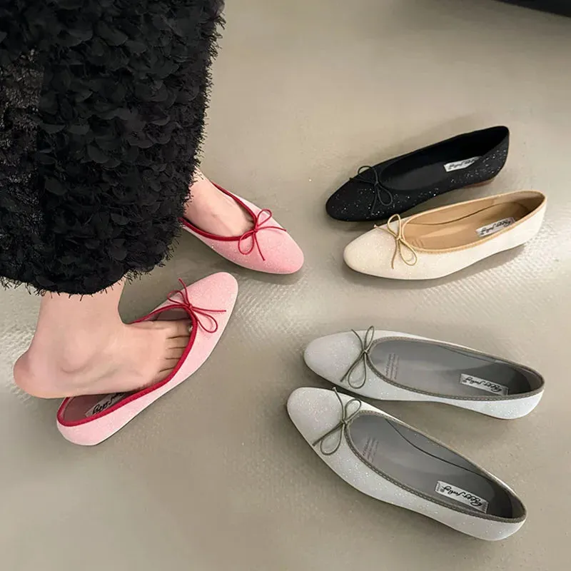 TAVIMART  -  Spring New Brand Women Flat Shoes Fashion Round Toe Shallow Slip On Ballerinas Shoes Soft Flat Heel Pink Dress Ballet Shoe