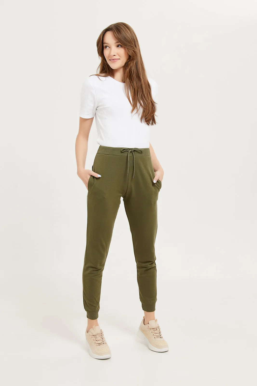 Women Olive Basic Jogger