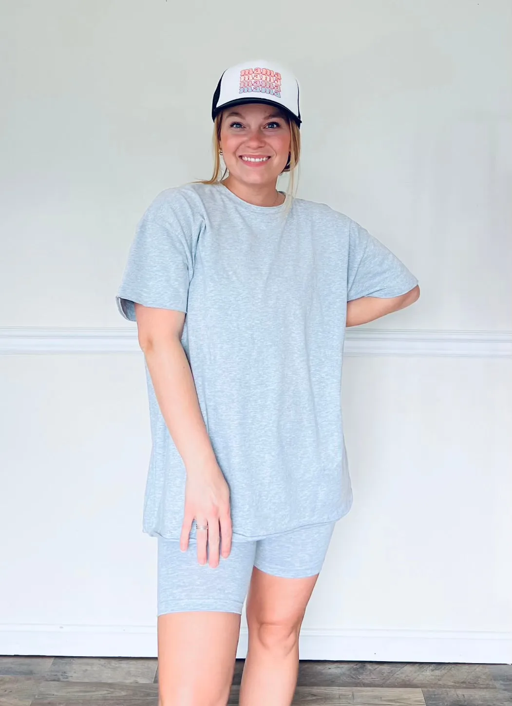 Zenana Cotton Round Neck Top & Biker Shorts Set